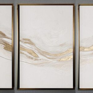 Set Tablou Design interior birouri, Set tablouri living alb auriu, Artă și design contemporan