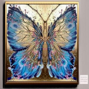 Fluture albastru, Tablouri pictate manual, set tablouri abstracte