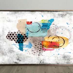 Tablou abstract modern decorativ pictat manual in ulei pe panza