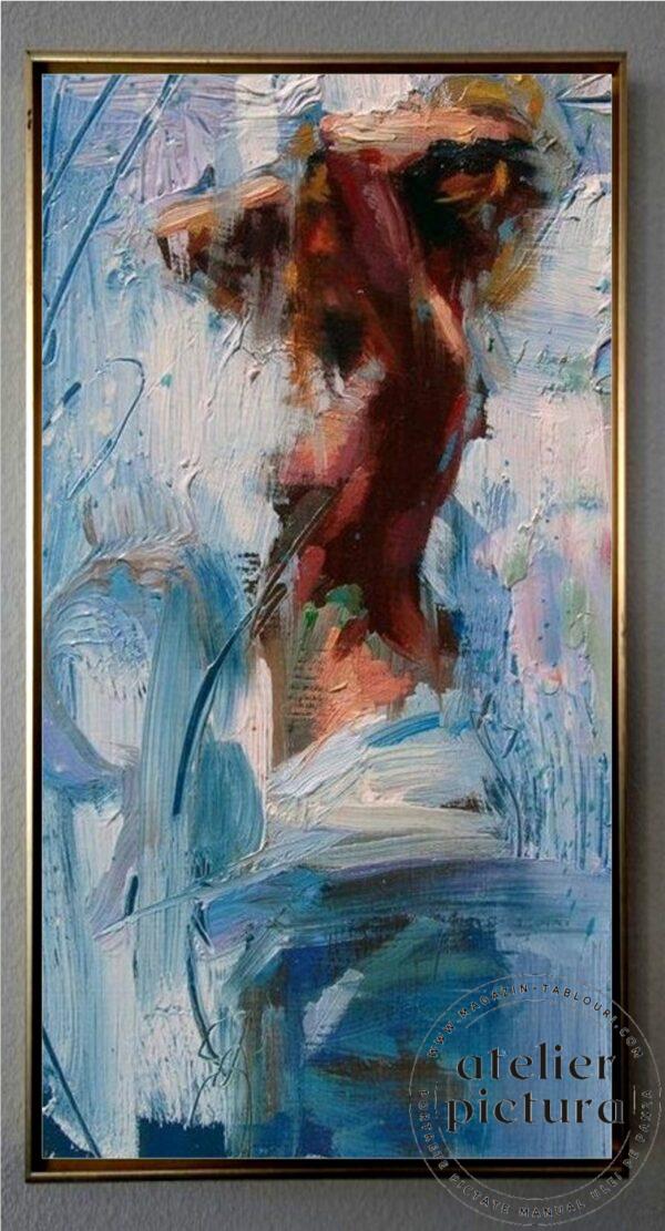 Tablou abstract pictat manual ulei pe panza, Tablou femeie nud.