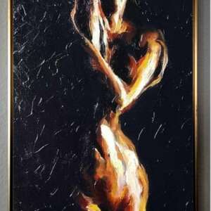 Tablou nud abstract pictat manual, Tablou nud silueta femeie