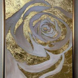 Trandafir auriu, Tablouri moderne living, tablou abstract pictat manual, tablou abstract mare