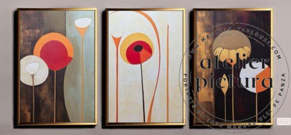 Set tablouri cu flori, Artă contemporană de vânzare, Set tablou pictat manual