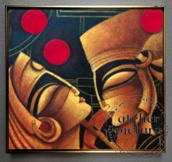 Tablou abstract negru auriu rosu, Picturi abstracte de vânzare, Tablouri abstracte faraoni