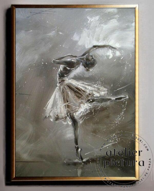 Tablou abstract pictat manual, Tablou balerina din Lebada neagra, Tablou abstract modern