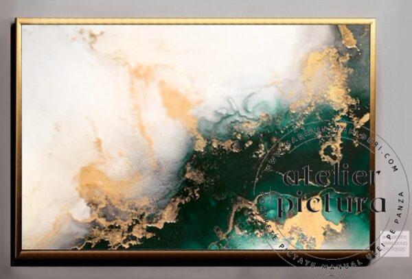 Tablou abstract pictat manual ulei pe panza Original Marble, Tablou cu foita de aur