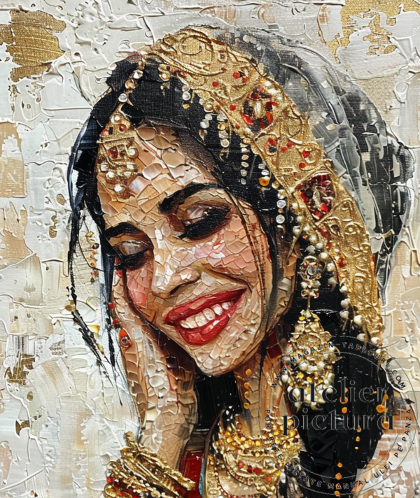Portrete la comanda pictate ulei pe panza, tablou abstract portret femeie araboaica